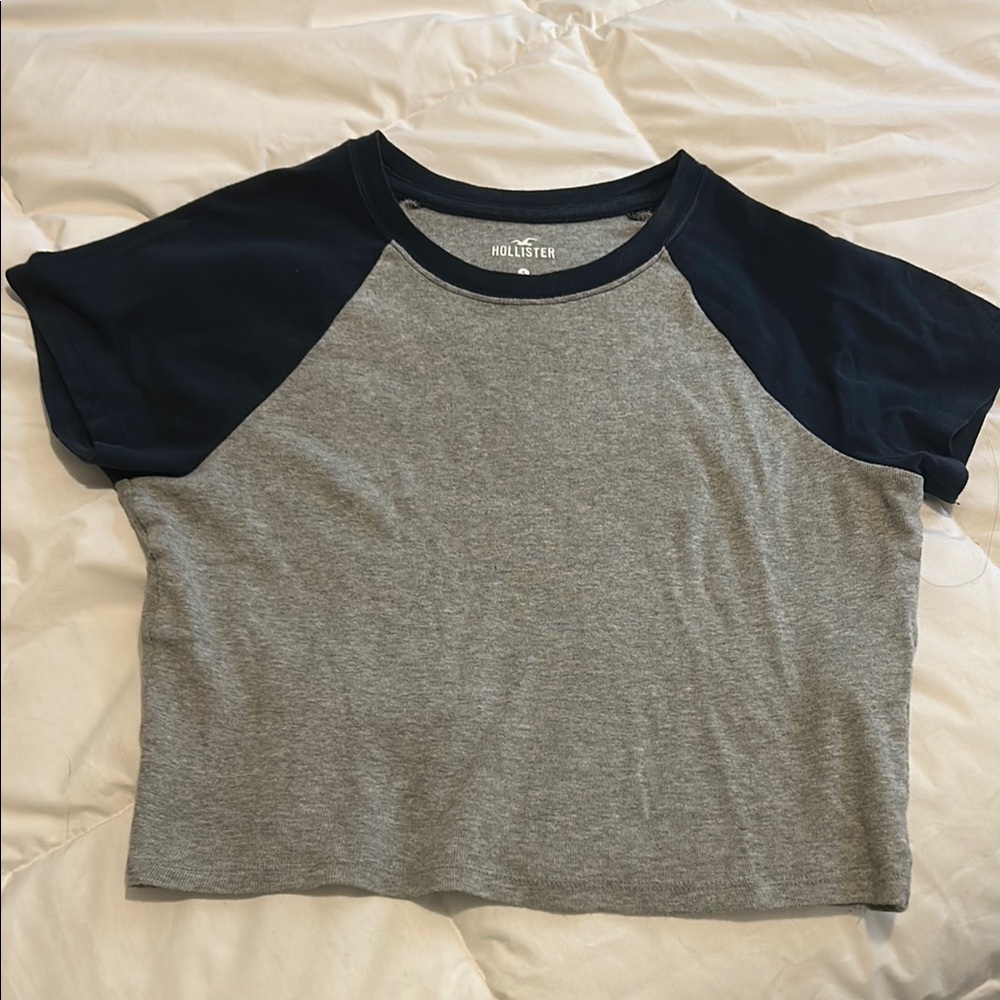 Hollister Gray and Navy Blue Top